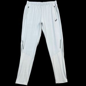 Asics Mens Stretch Jogger Pants Sz L 33X31"Gray Reflective Accents Zip hand Pock